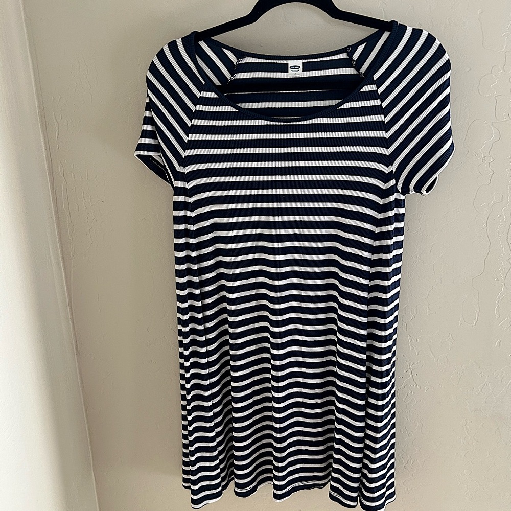Old Navy Navy Blue Striped Dress